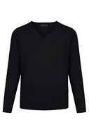 Fitted Black V Neck Jumper